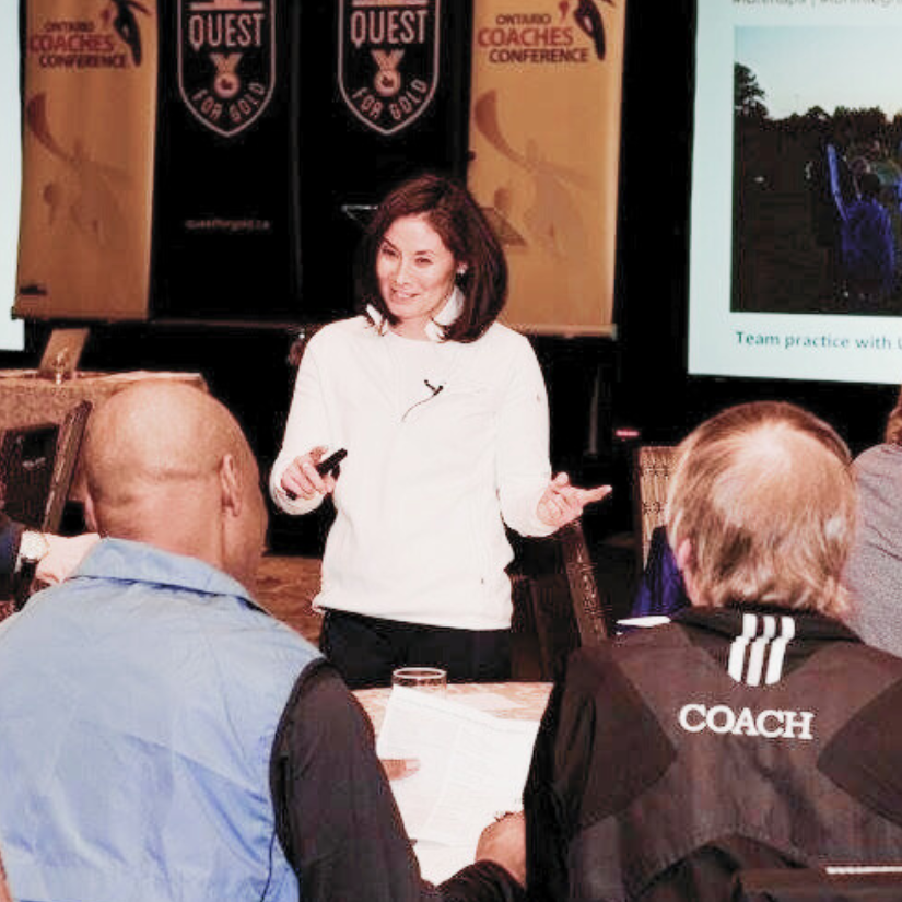 Sport Keynotes and Workshops Dr. Amanda J. Visek presenting sport research to coaches at a professional conference